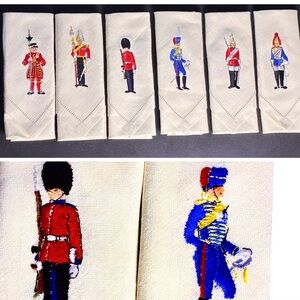 1950'S RARE VINTAGE SUNDEW IRISH LINEN EMBROIDERED TEA NAPKINS 12”x12” SQ. NWOT